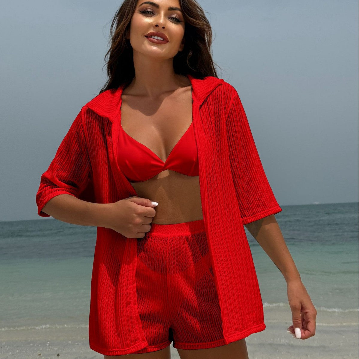 Coastal Breeze Beach Set – 4-Piece Sun-Protective Cover-Up