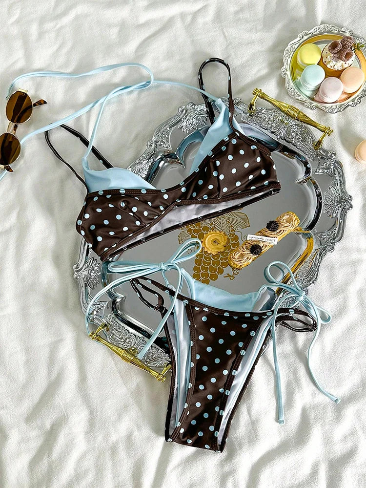 Halter Patchwork Bikini Set