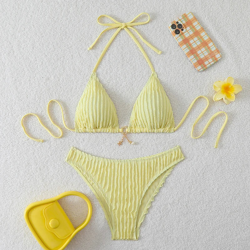 Ruffle-Trim Bikini Set