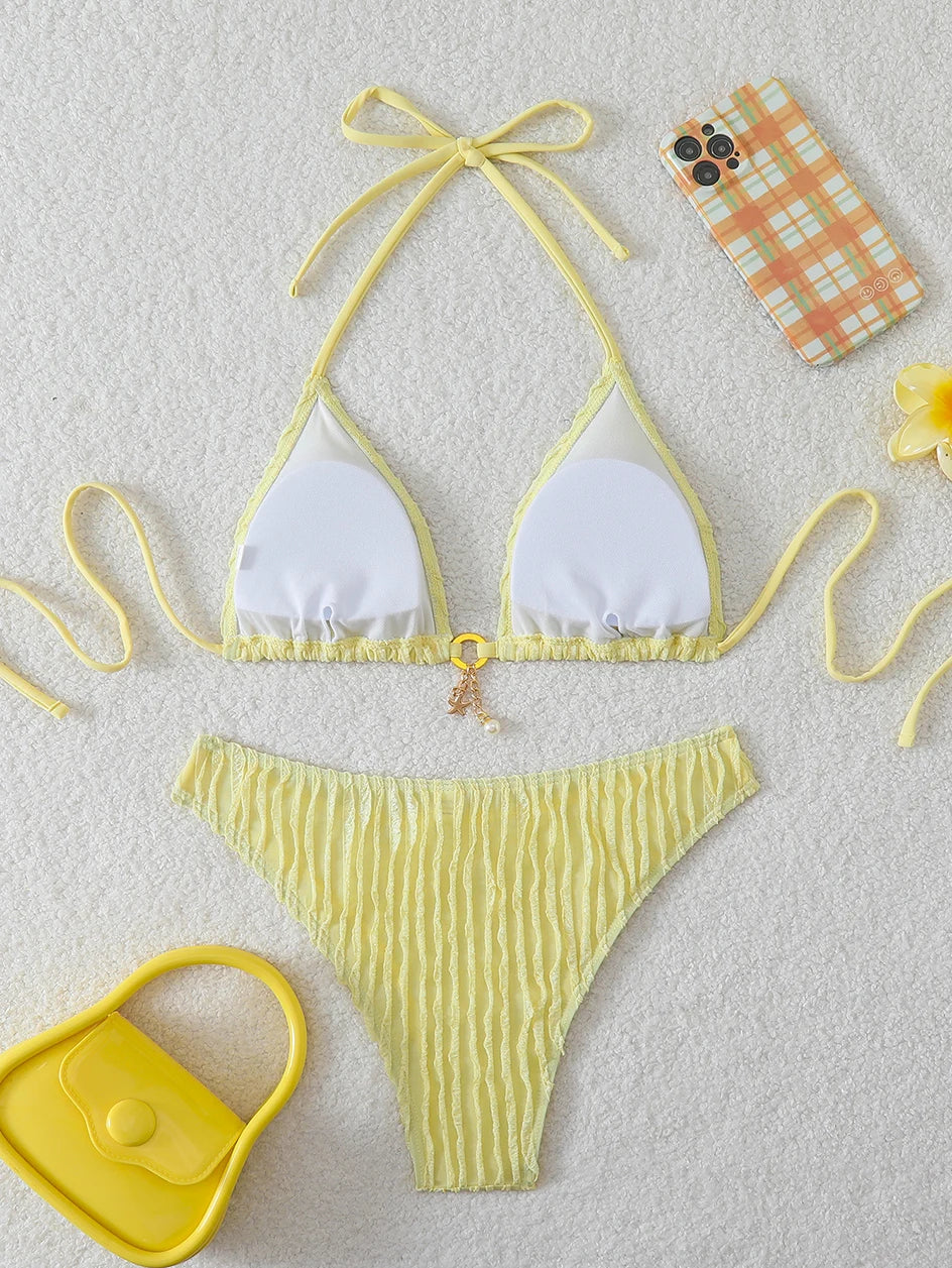 Ruffle-Trim Bikini Set