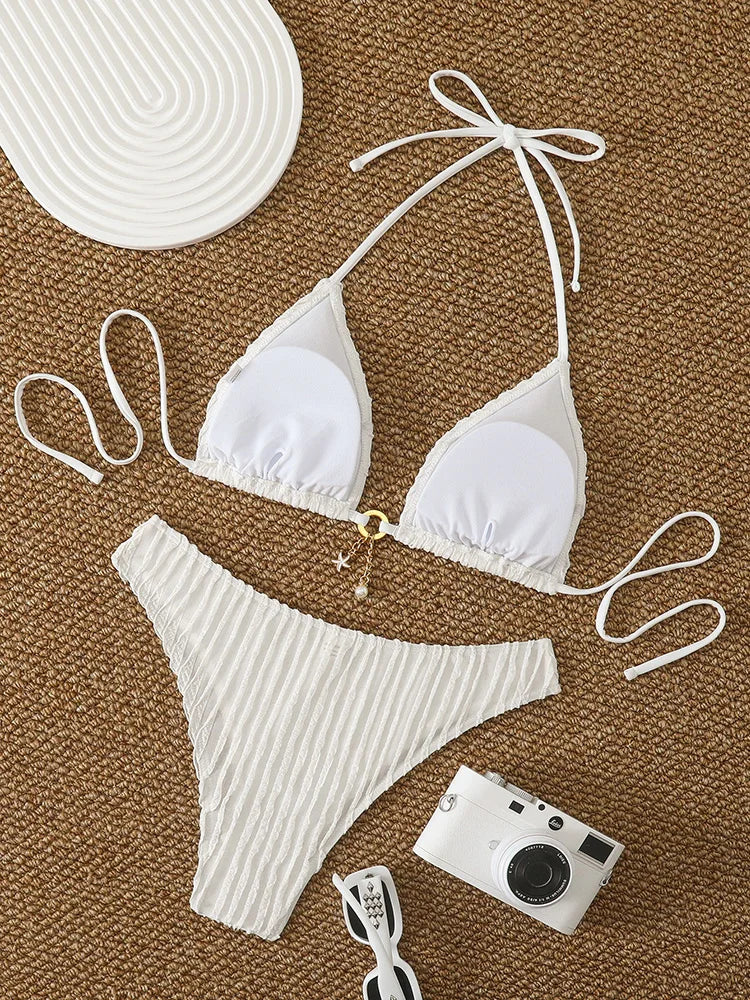 Ruffle-Trim Bikini Set