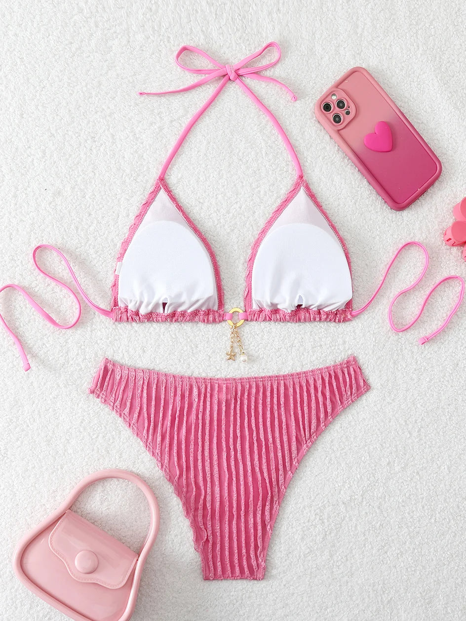 Ruffle-Trim Bikini Set