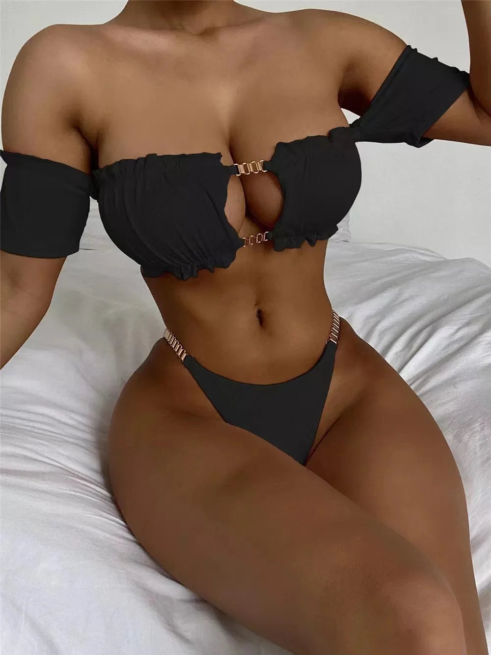 Off-Shoulder Ruffle Bikini Set