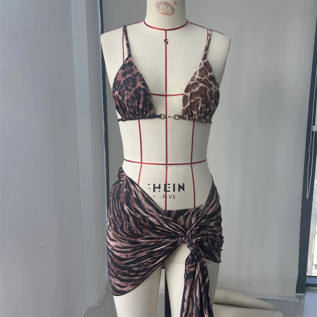 Printed Bandeau Bikini – 3-Piece