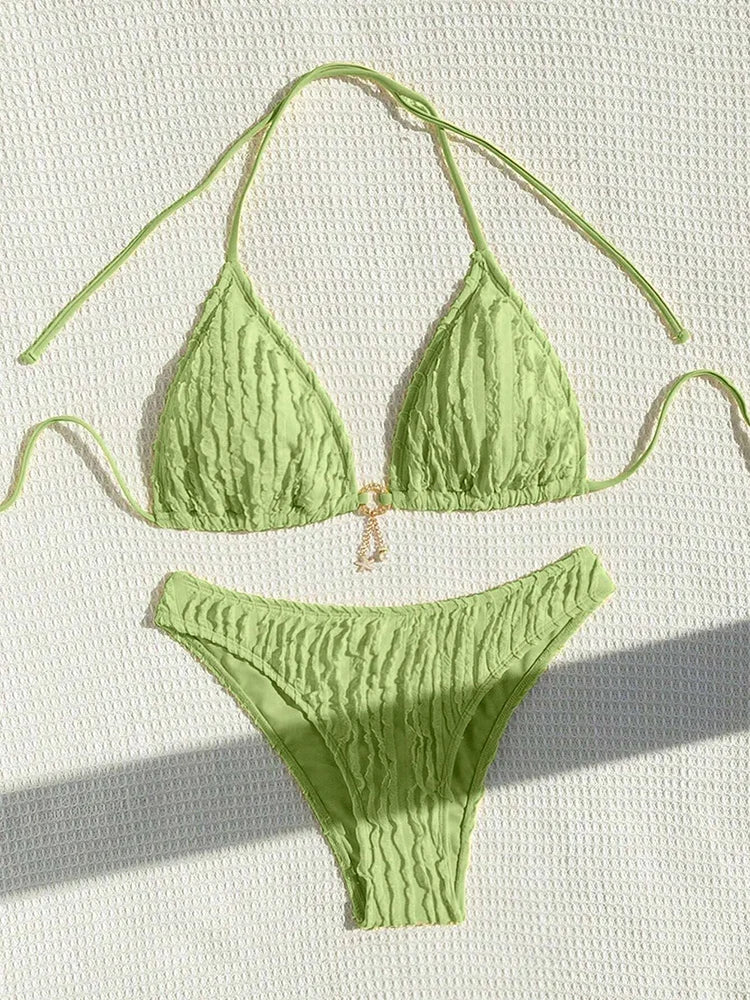 Ruffle-Trim Bikini Set