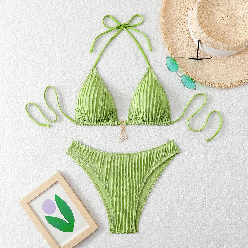 Ruffle-Trim Bikini Set