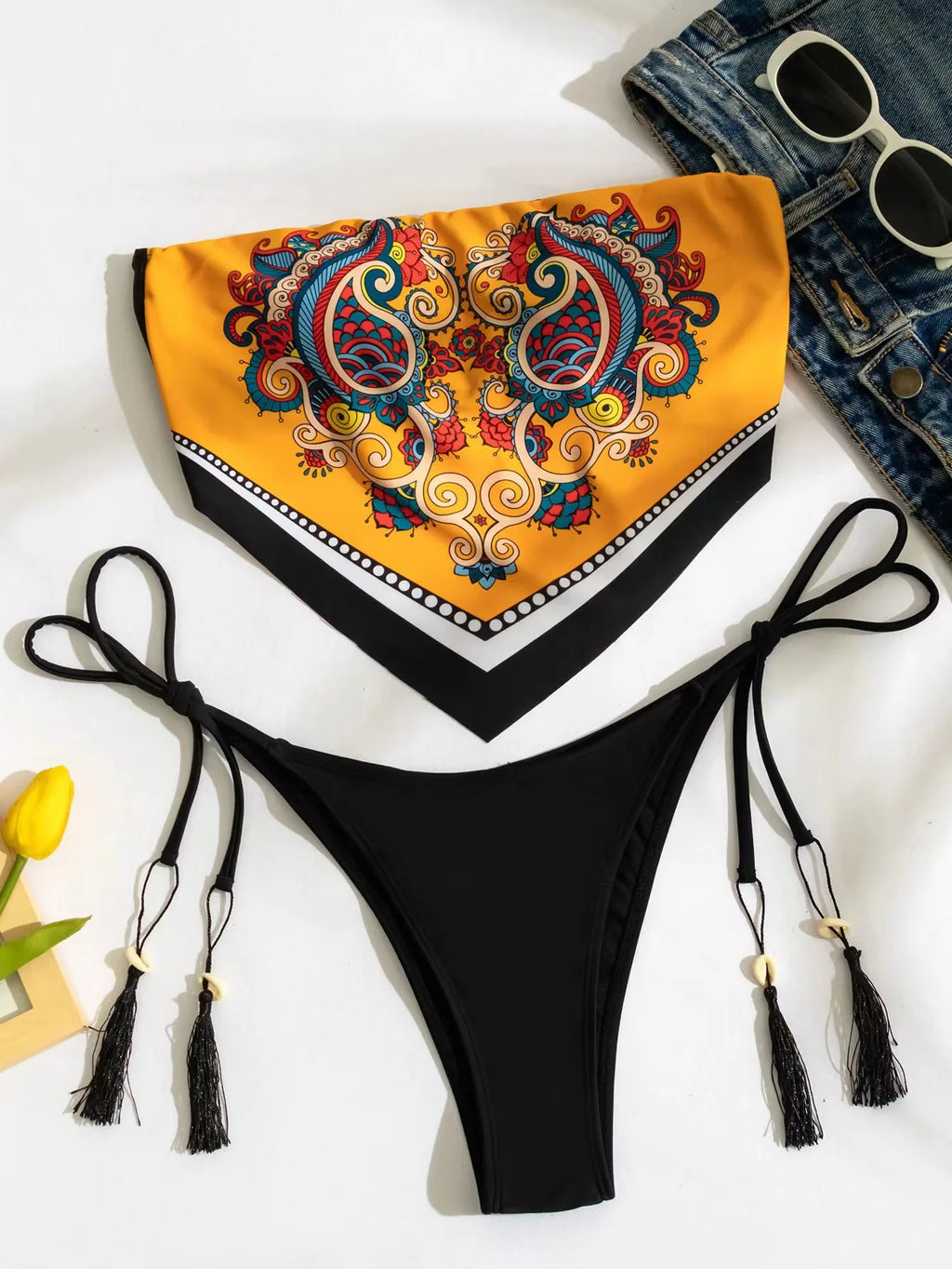 Printed Halter Brazilian Bikini Set