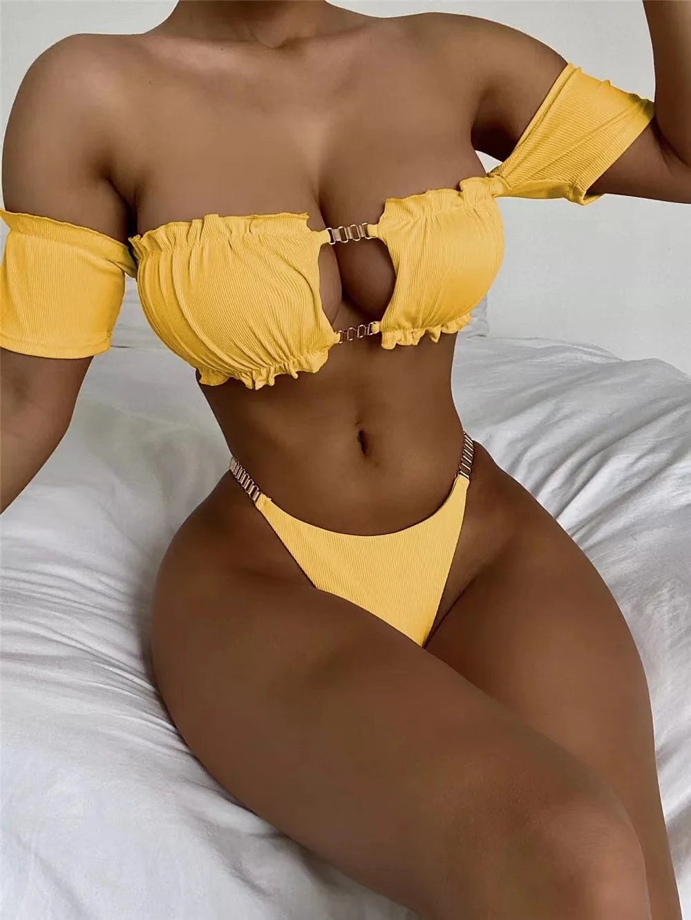 Off-Shoulder Ruffle Bikini Set