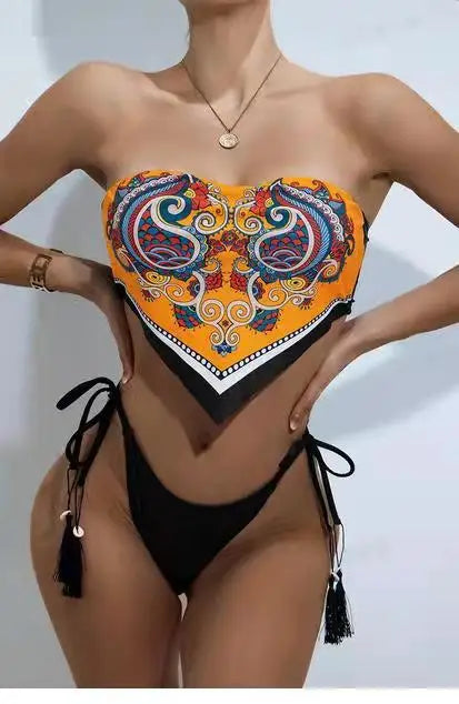 Printed Halter Brazilian Bikini Set