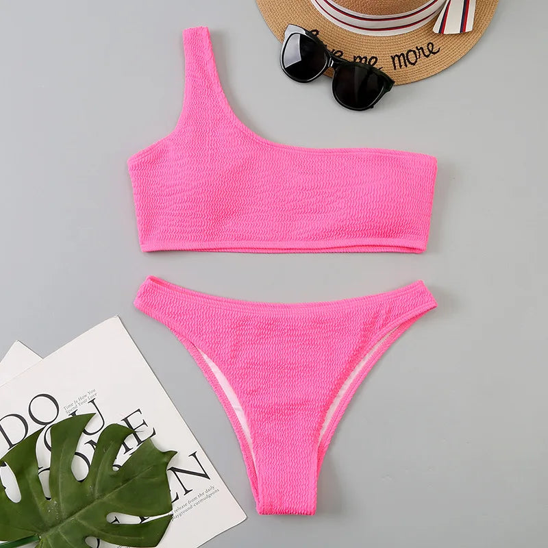 One-Shoulder High-Cut Bikini