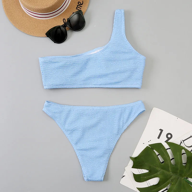 One-Shoulder High-Cut Bikini