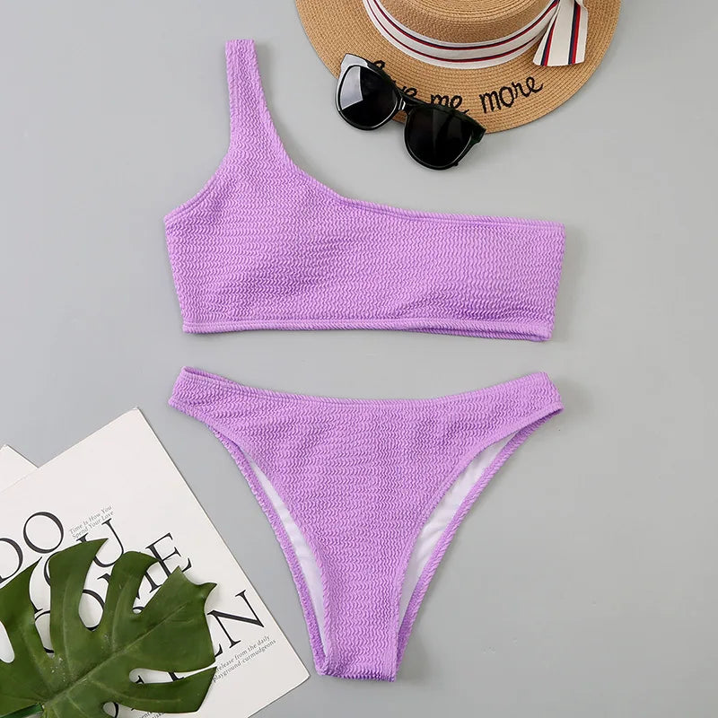 One-Shoulder High-Cut Bikini