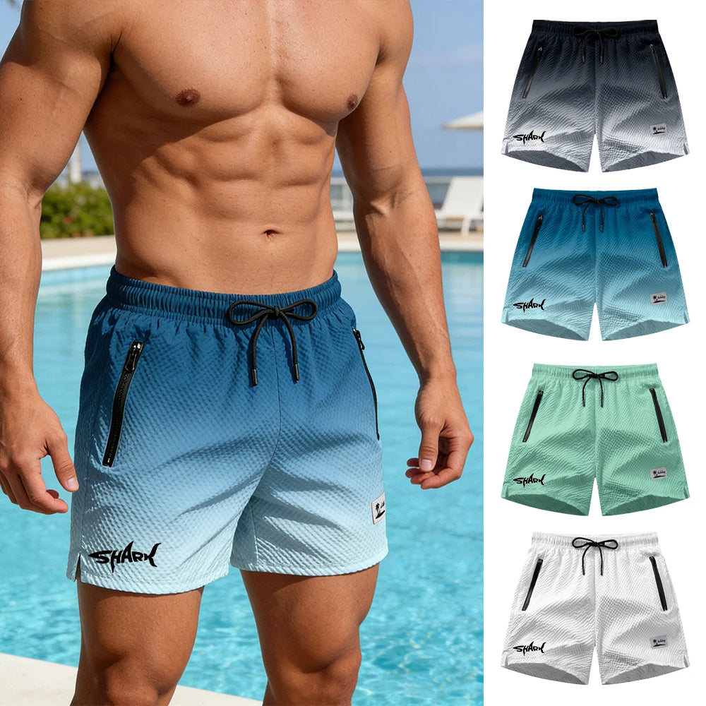 Shark Print Swim Trunks