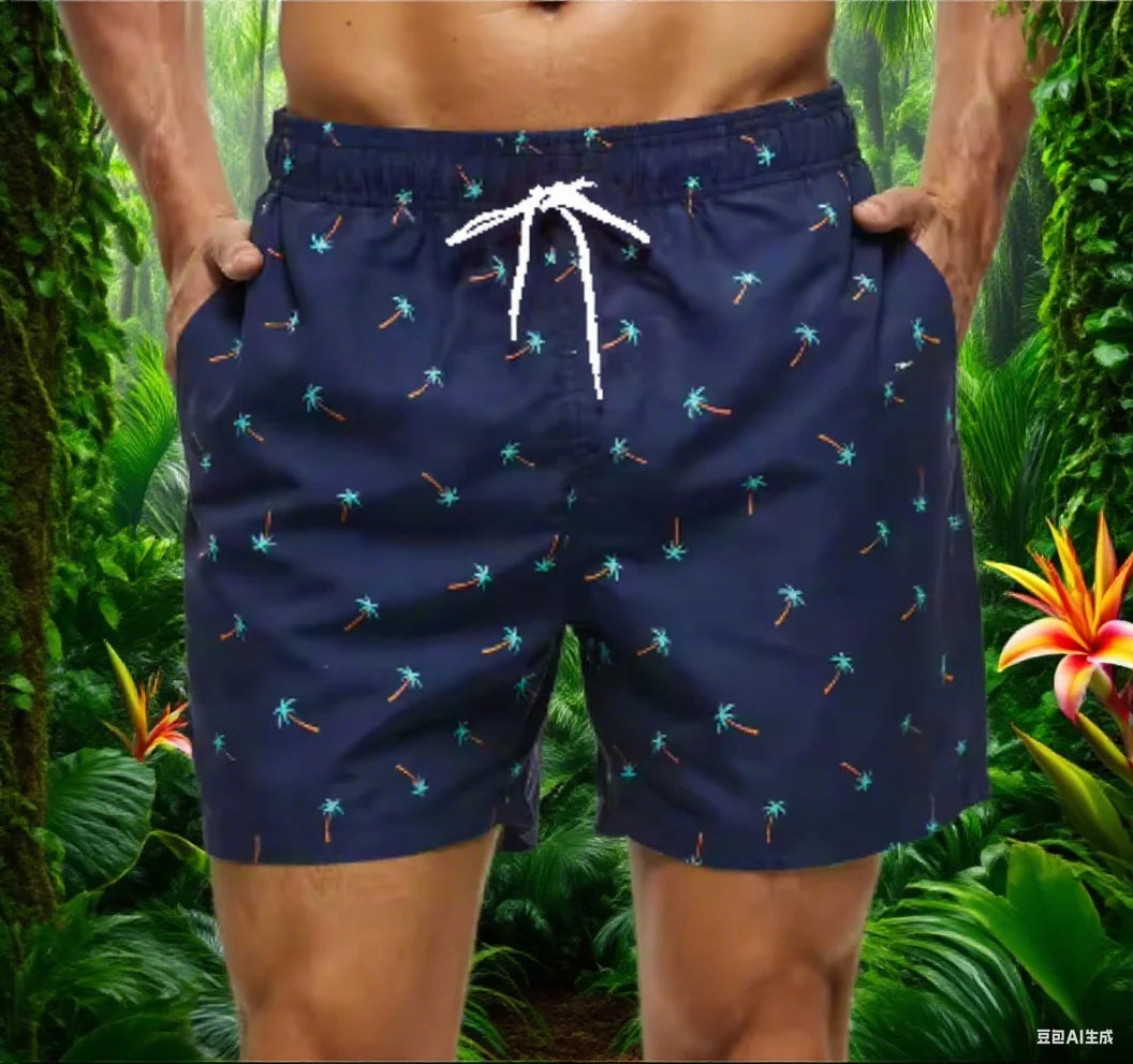 Summer men's beach vacation shorts, fashionable multi-color beach shorts