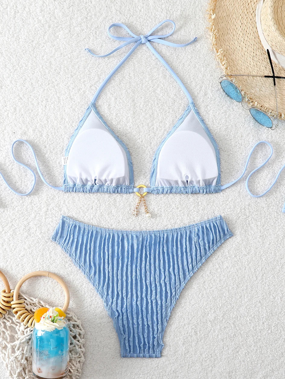 Ruffle-Trim Bikini Set