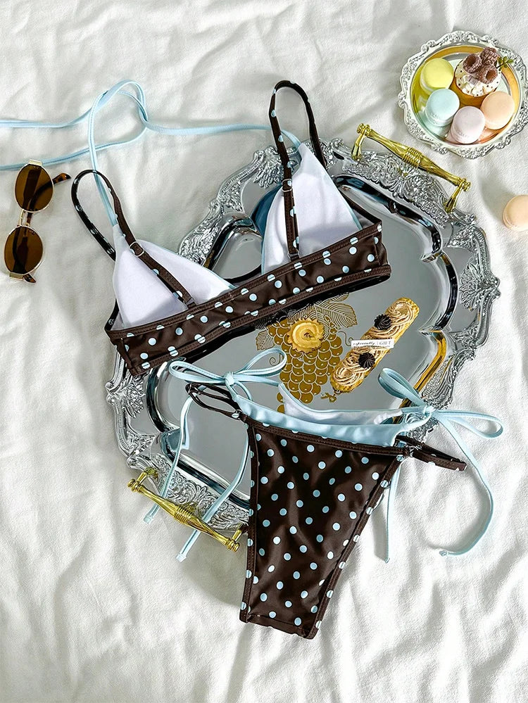 Halter Patchwork Bikini Set