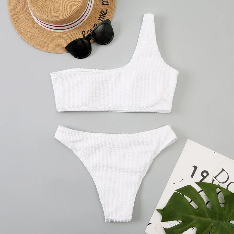 One-Shoulder High-Cut Bikini