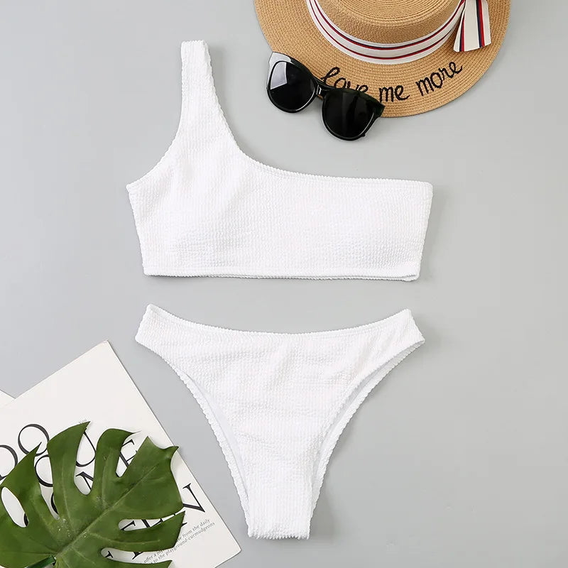One-Shoulder High-Cut Bikini