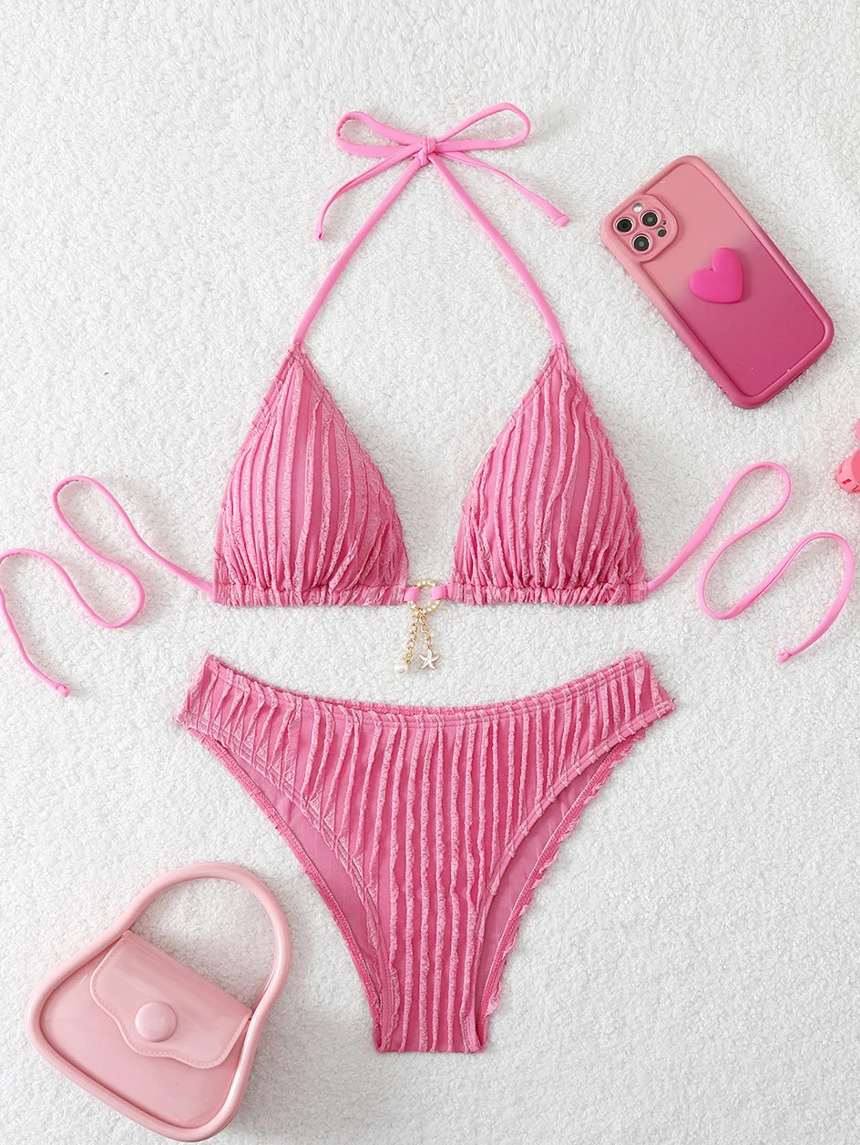 Ruffle-Trim Bikini Set