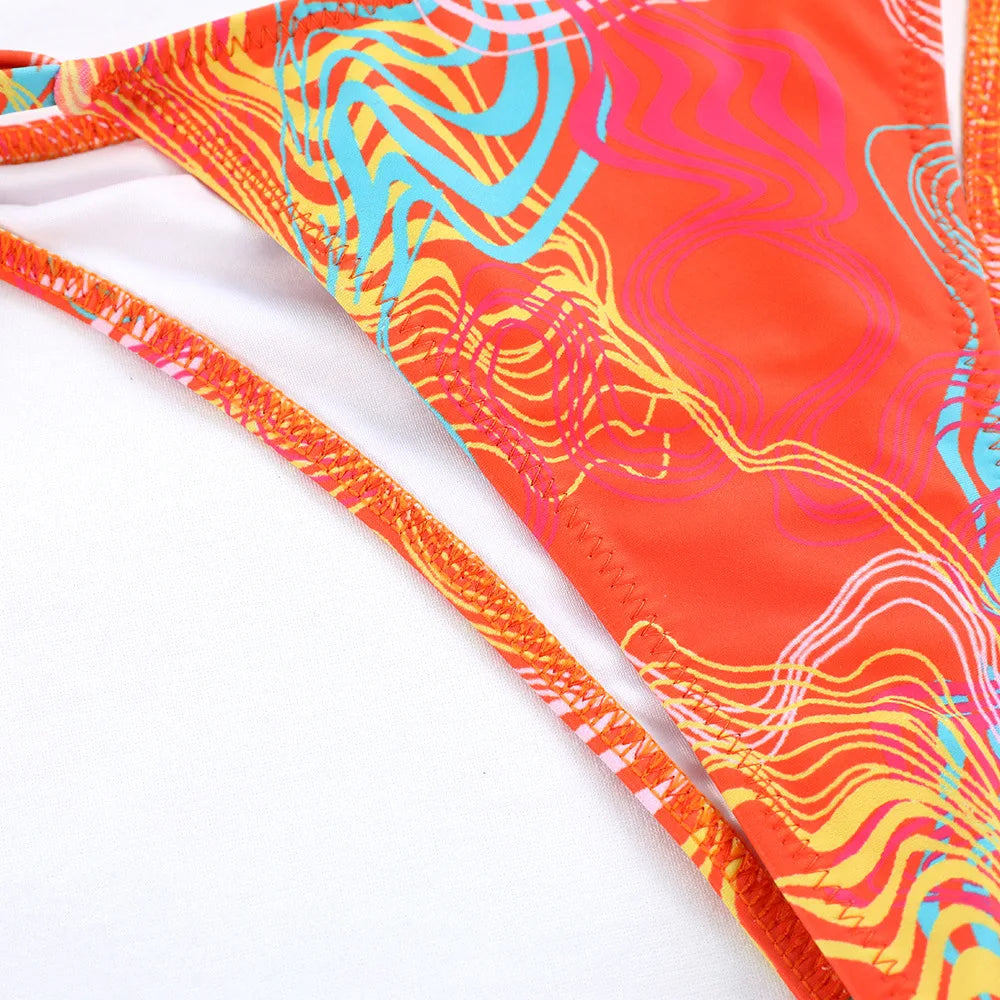 Triangle Lace-Up Bikini Set