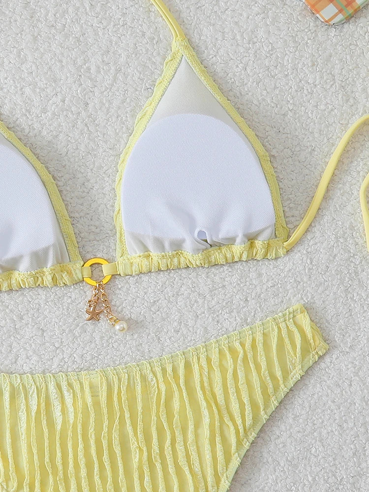 Ruffle-Trim Bikini Set