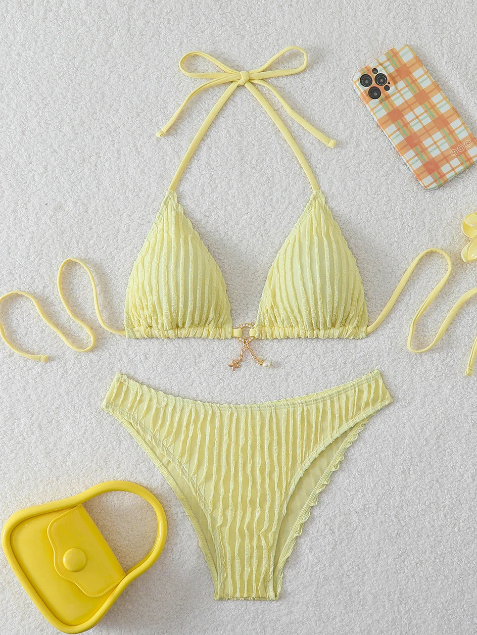 Ruffle-Trim Bikini Set