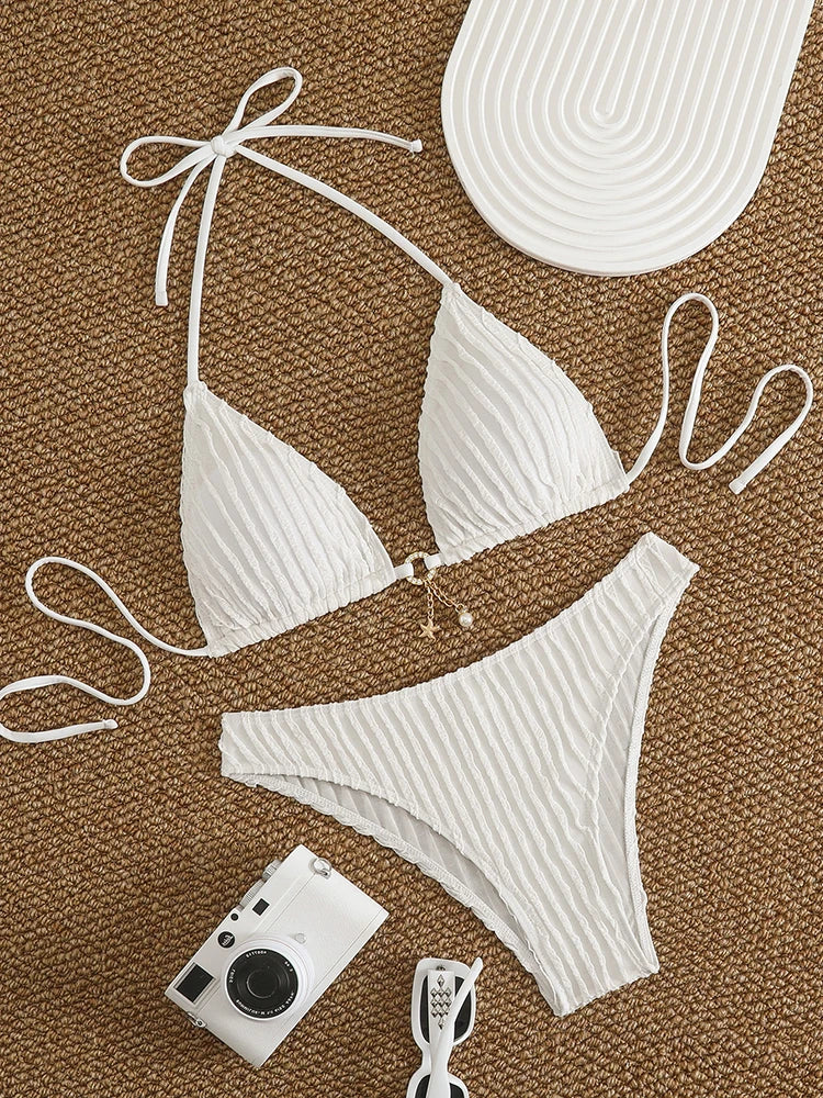 Ruffle-Trim Bikini Set