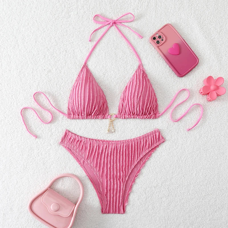 Ruffle-Trim Bikini Set