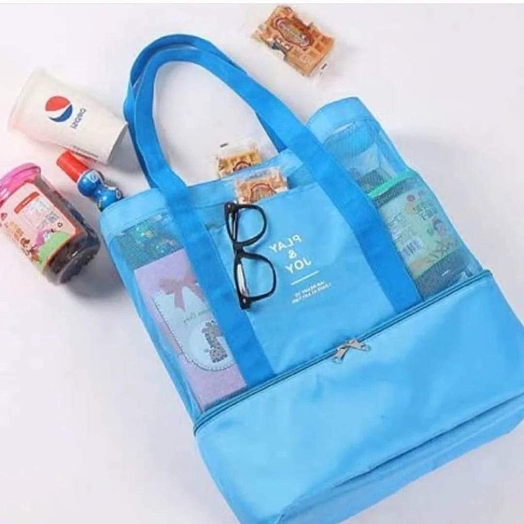 Mesh Beach Tote with Cooler Pocket