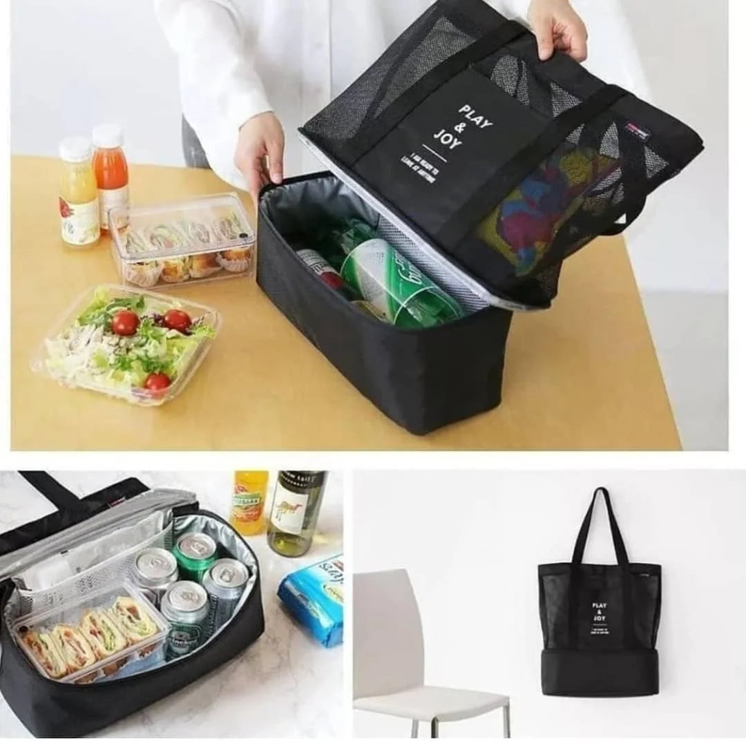 Mesh Beach Tote with Cooler Pocket
