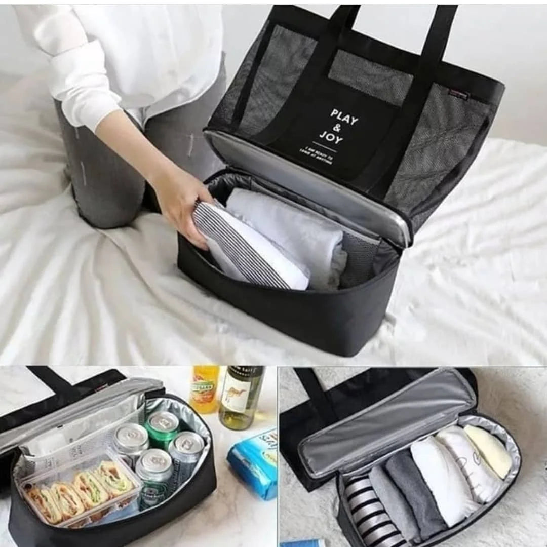 Mesh Beach Tote with Cooler Pocket