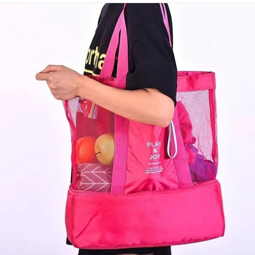 Mesh Beach Tote with Cooler Pocket