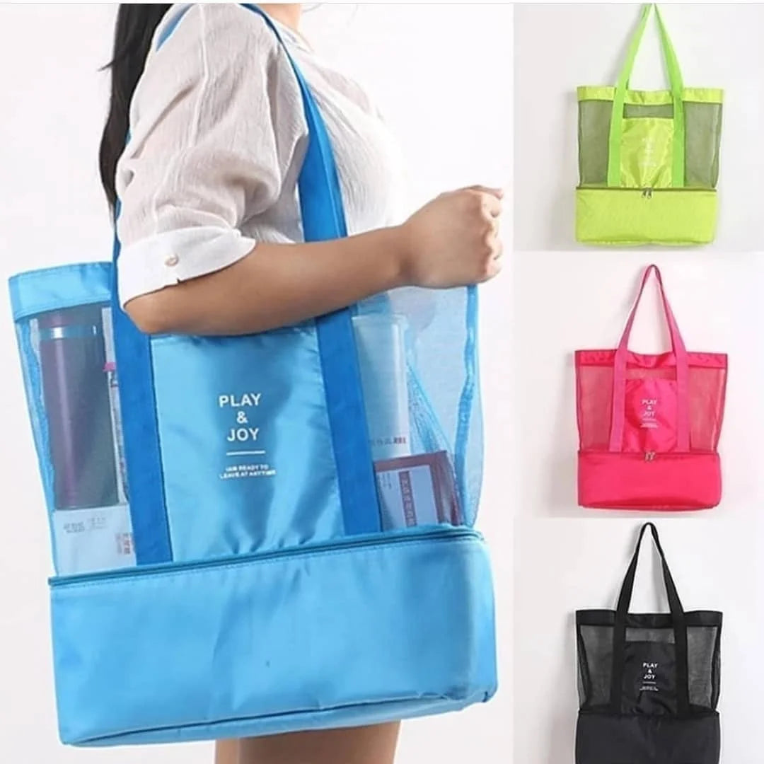 Mesh Beach Tote with Cooler Pocket