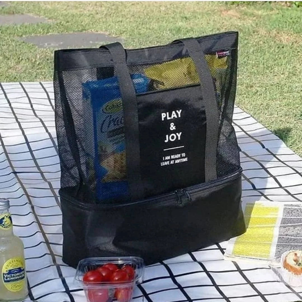 Mesh Beach Tote with Cooler Pocket